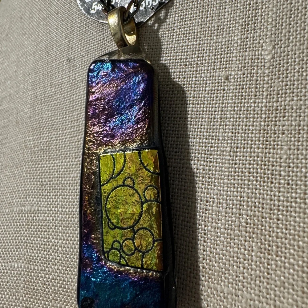 Colorful Rectangular Pendant Necklace - Picture 4 of 10